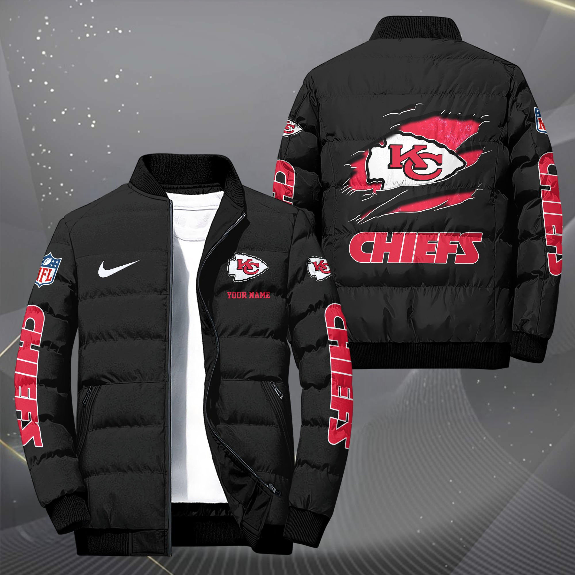 Kansas City Chiefs Personalized Outdoor Coat Puffer Jacket EHIVM-62479
