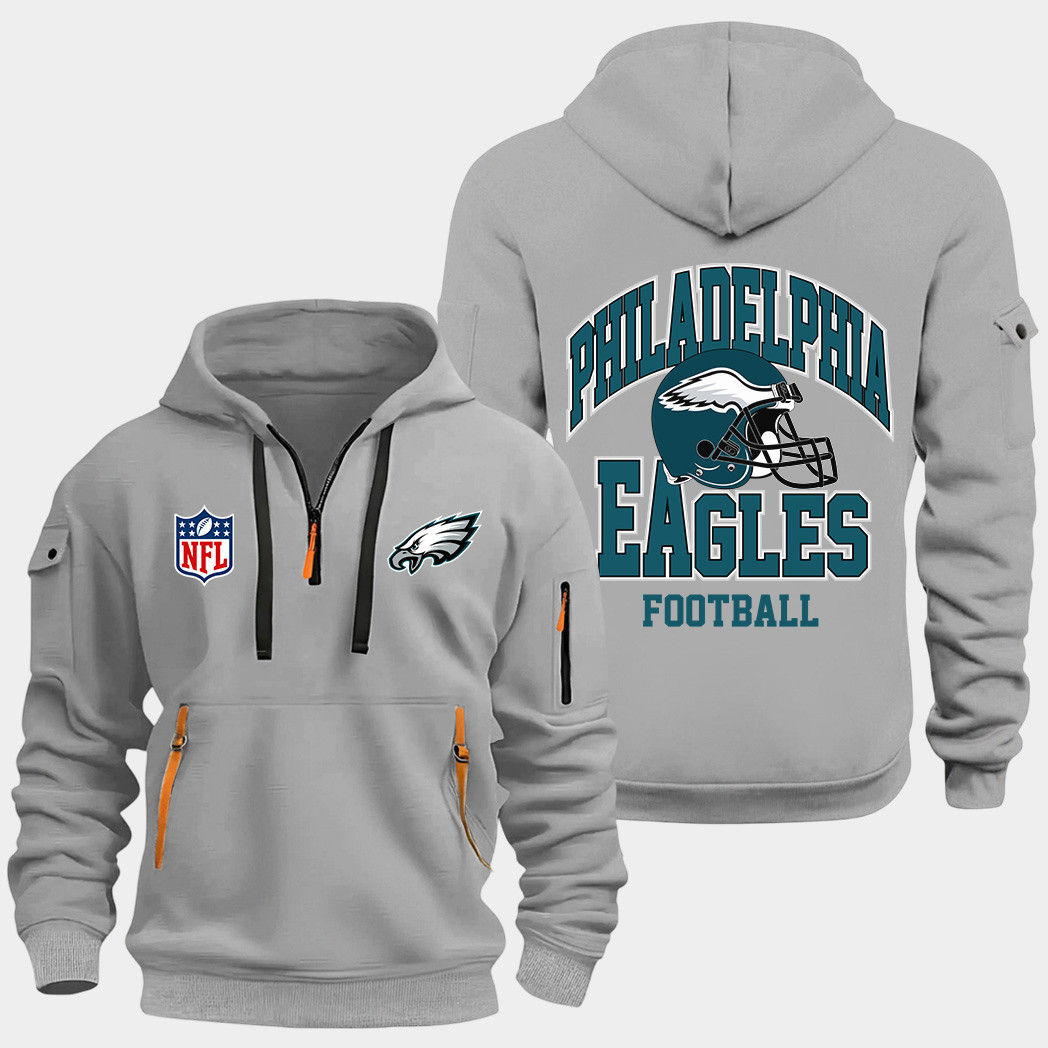 Philadelphia Eagles Grey Quarter Zip Hoodie