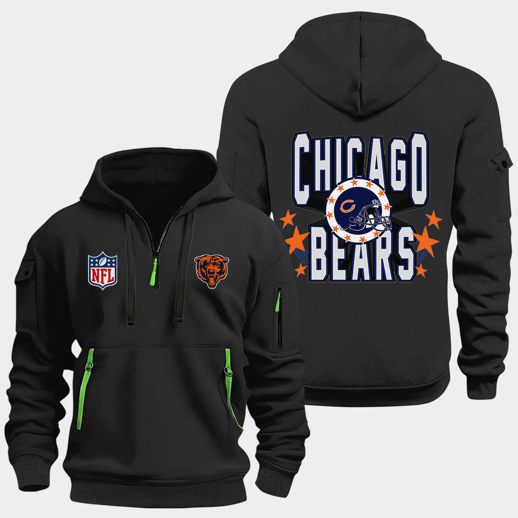 Chicago Bears Black Quarter Zip Hoodie