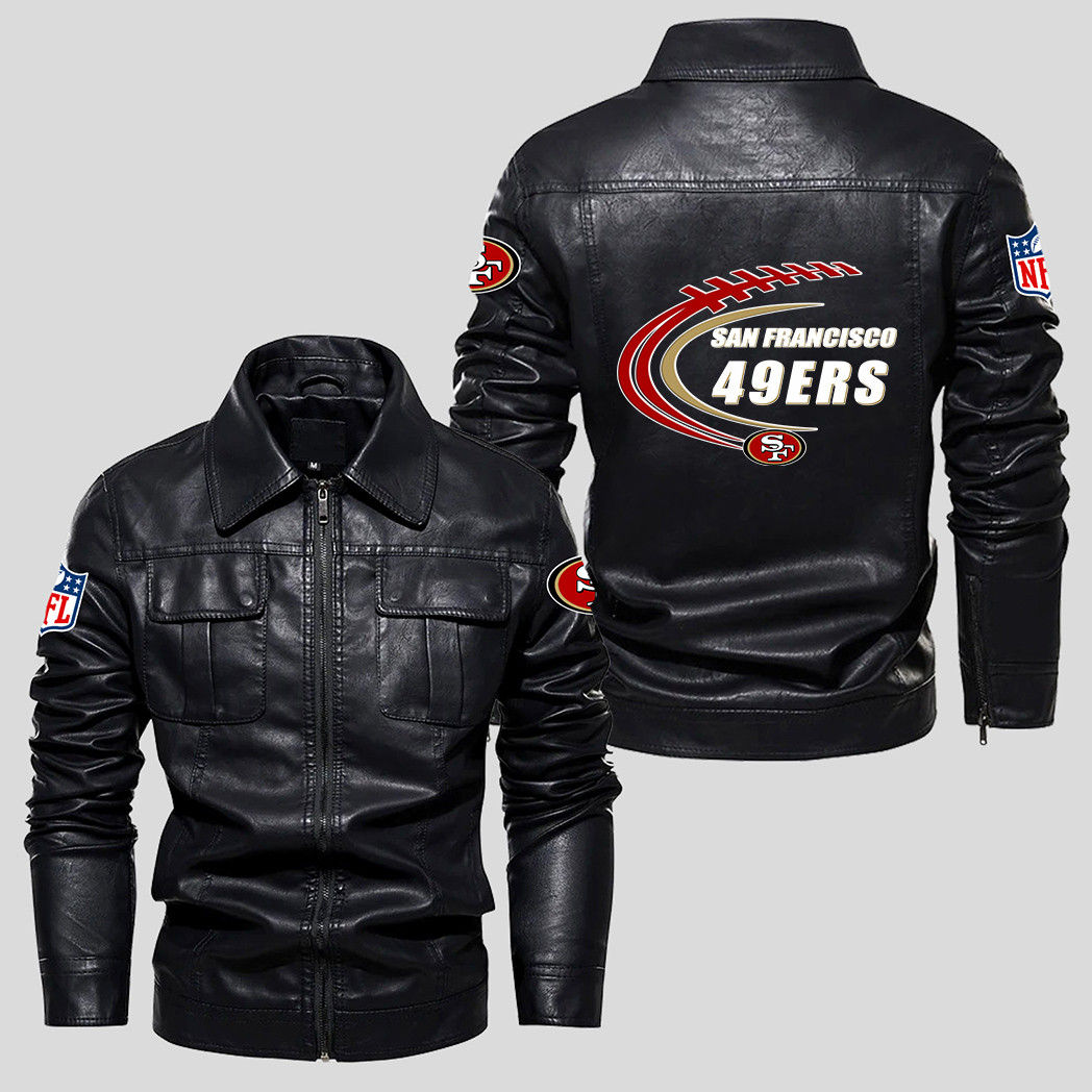 San Francisco 49ers NFL Team Logo Football Pattern Black 2D Motorcycle Leather J