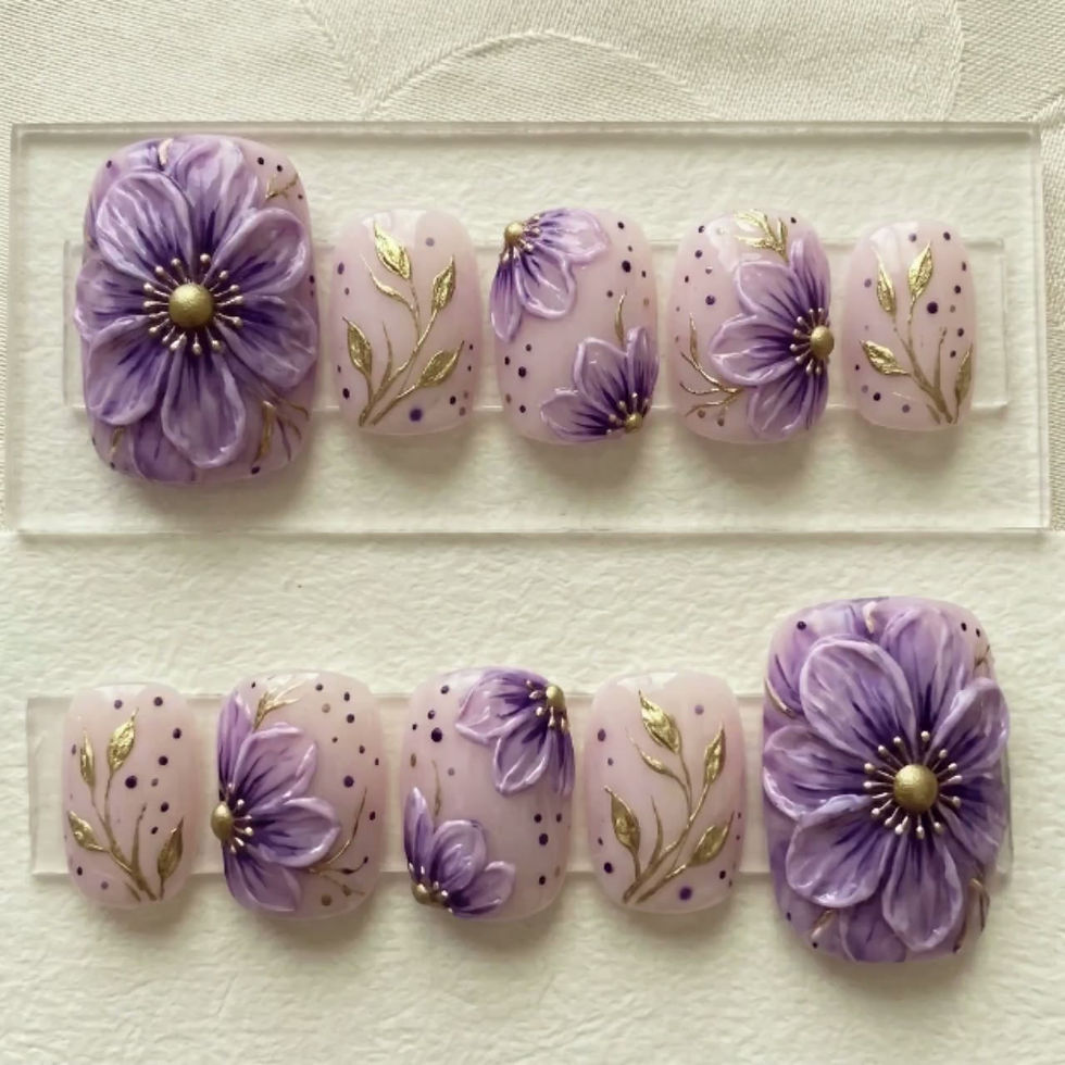 Thumbnail: 3D Purple Flower Toe Nails | Lavender Floral Pedicure Art (Set of 10)