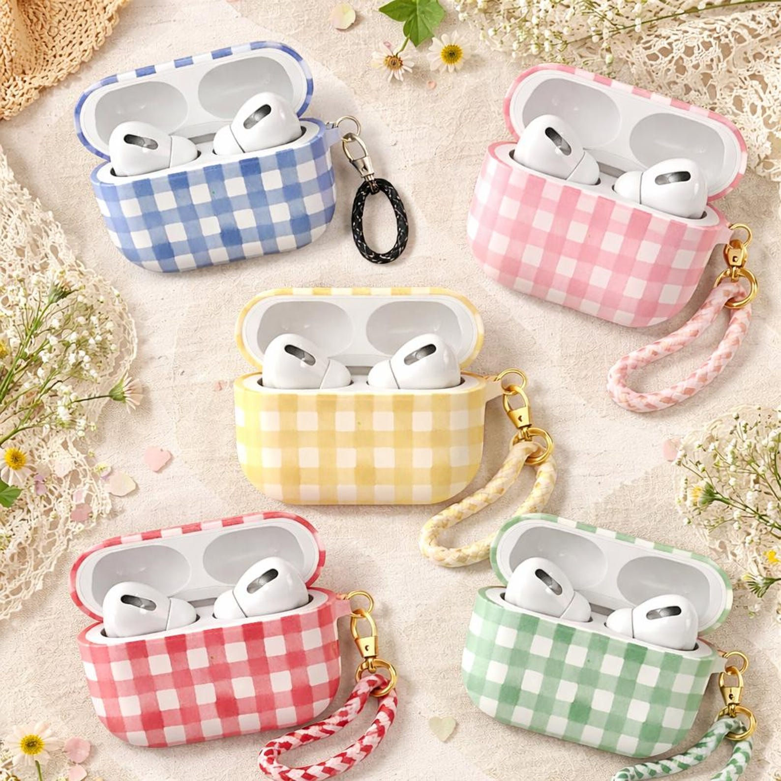 Personalized Initials letters Gingham Pattern AirPods Gen 1 2 3 4 Case – Custom