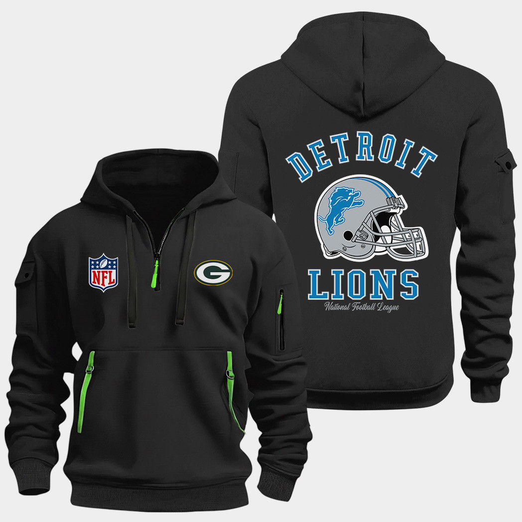 Detroit Lions Black Quarter Zip Hoodie
