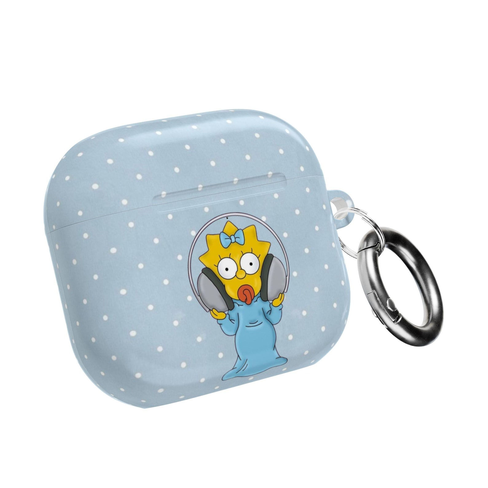 Baby Maggie Simpson Headphones AirPod Case | Polka Dot Blue Silicone