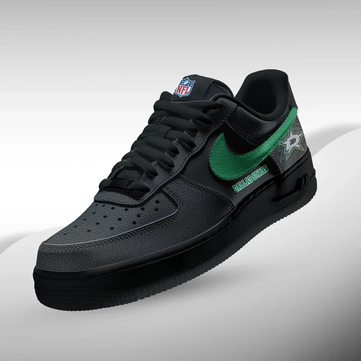 Dallas Stars Premium NHL Teams Black Custom Air Force 1 Sneakers