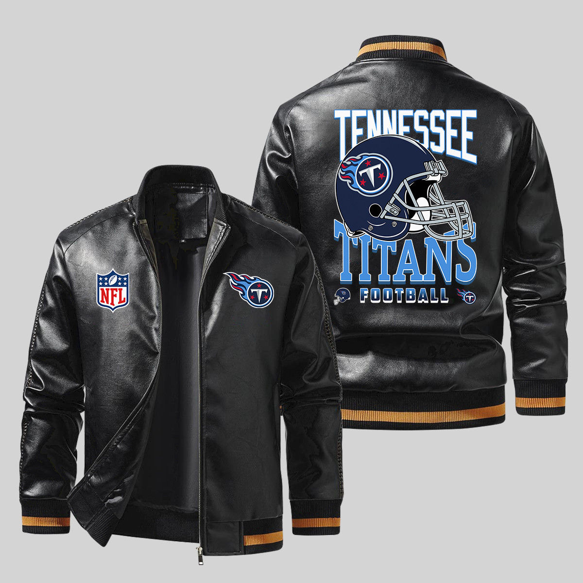 Tennessee Titans NFL Team Logo American Football Helmet Pattern Black 2D Leather