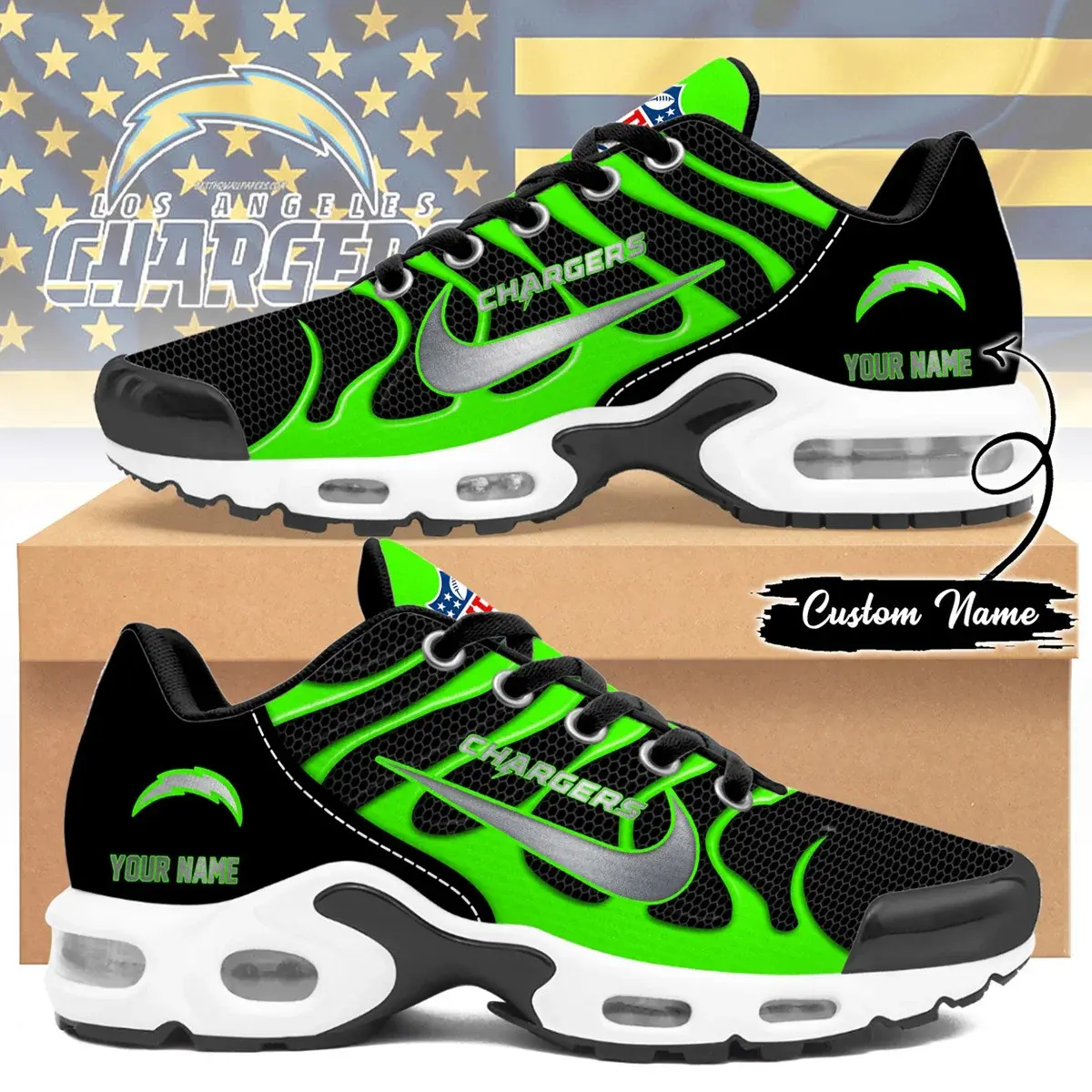 Los Angeles Chargers Premium NFL Hi-Vis Safety Air Max Shoes
