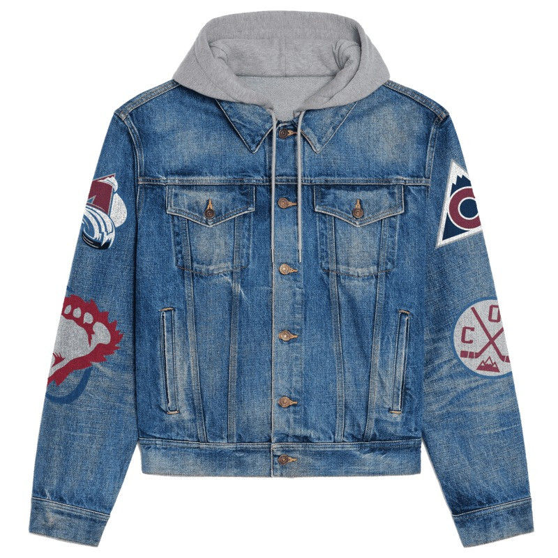 Thumbnail: Colorado Avalanche NHL Team Logo& Motto v2 3D Hooded Denim Jacket