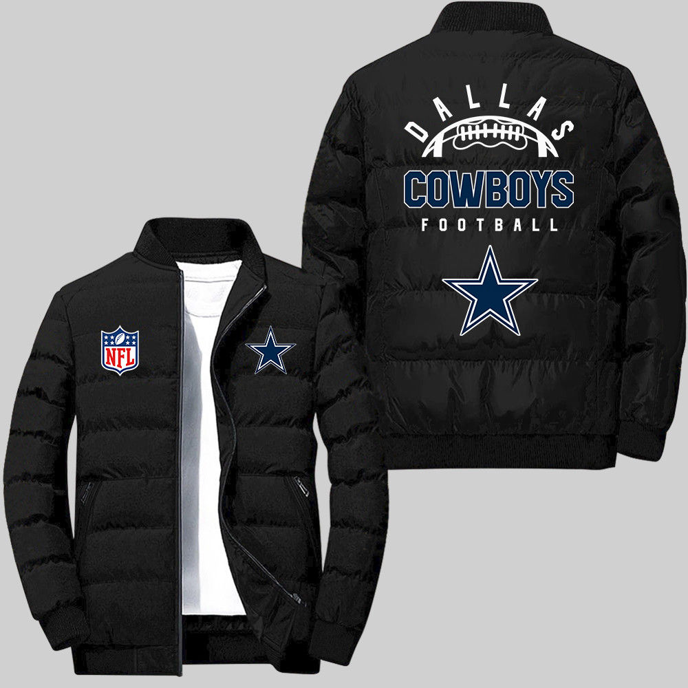 Dallas Cowboys NFL Team Logo American Football Pattern Black 2D Puffer Jacket