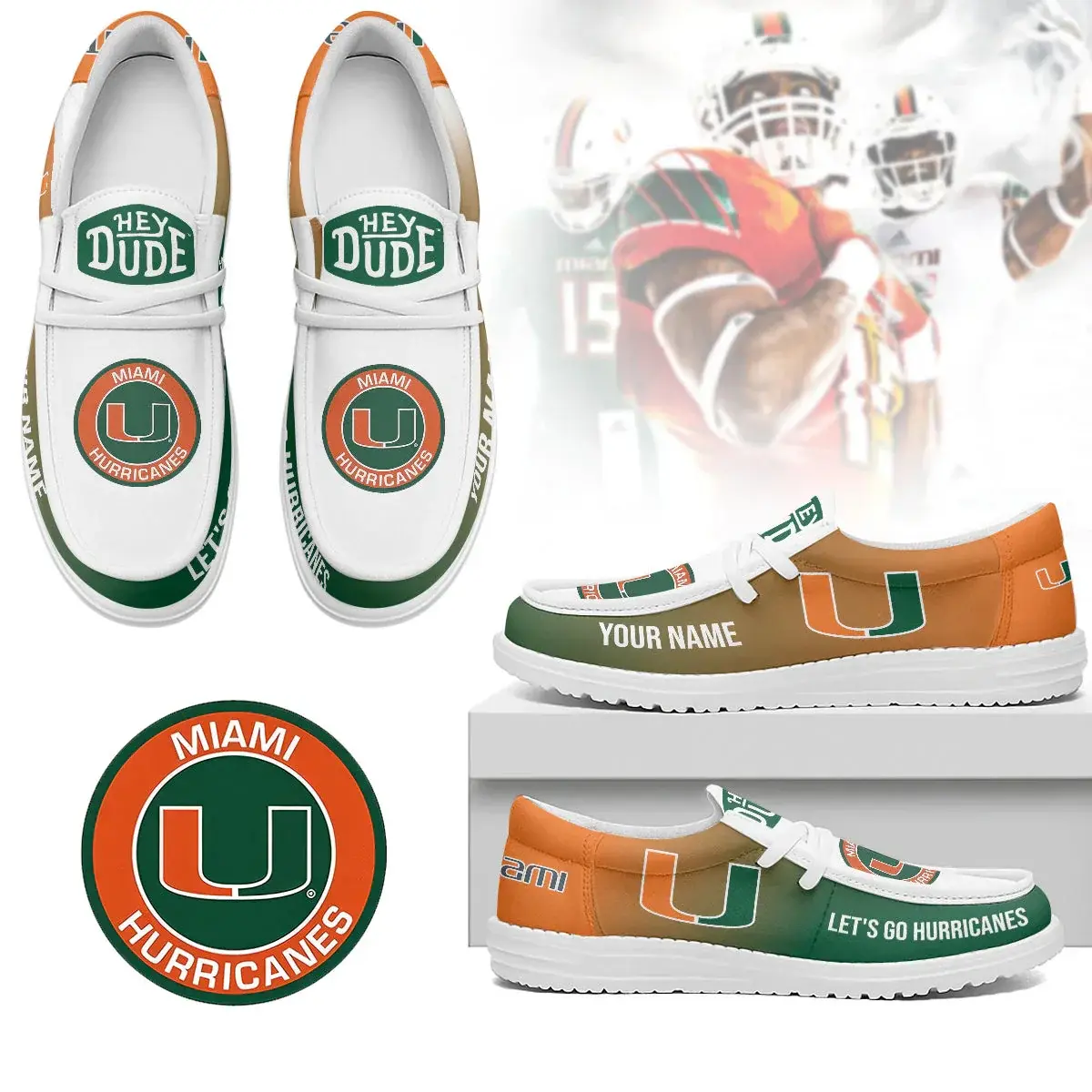 Miami Hurricanes Custom Air-Style Sneakers V.7