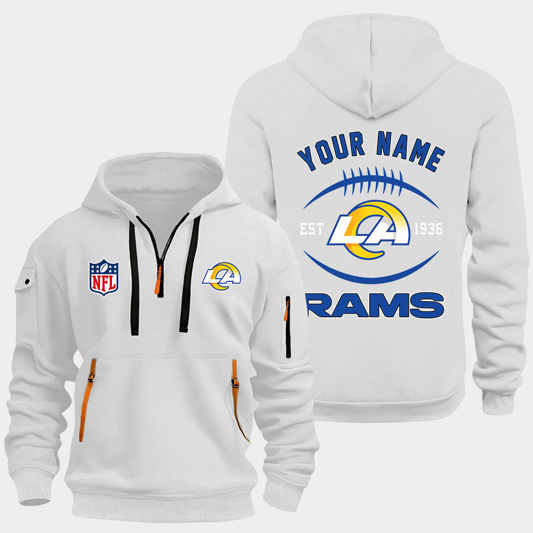 Los Angeles Rams White Quarter Zip Hoodie