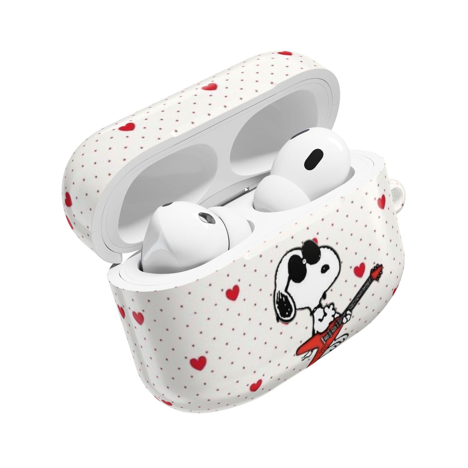 Snoopy Playing Guitar AirPod Case Heart Polka Dot Design
