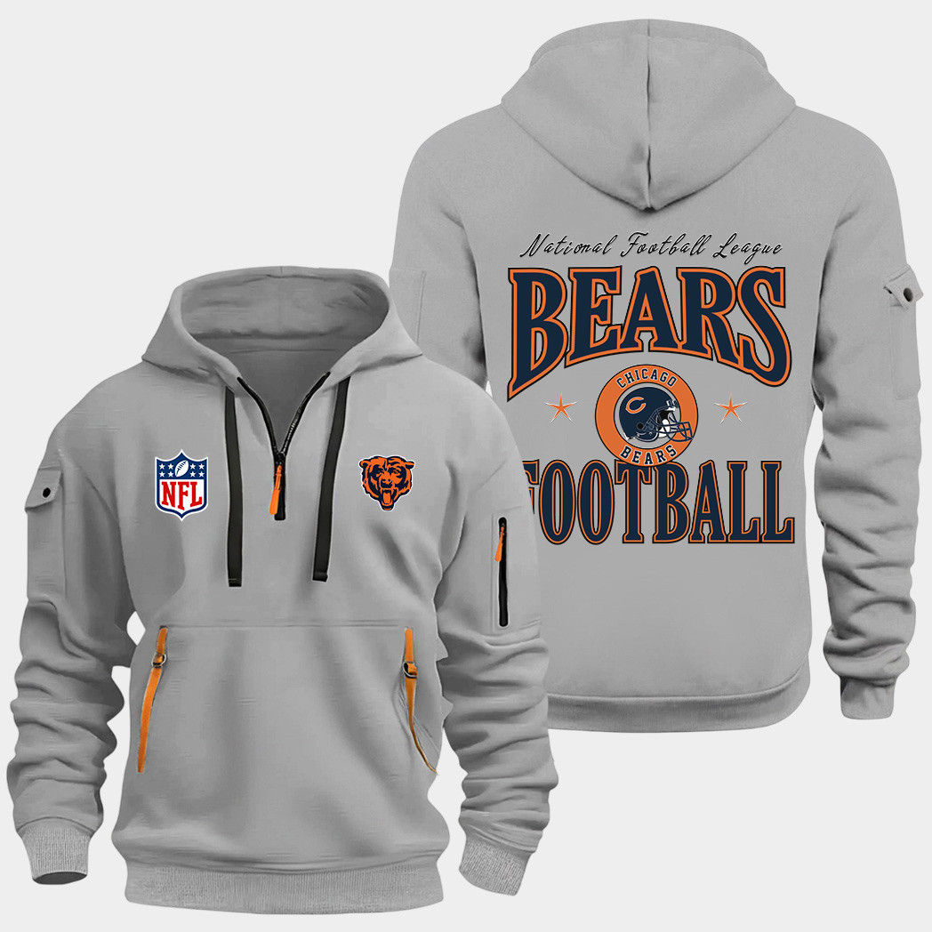 Chicago Bears Grey Quarter Zip Hoodie