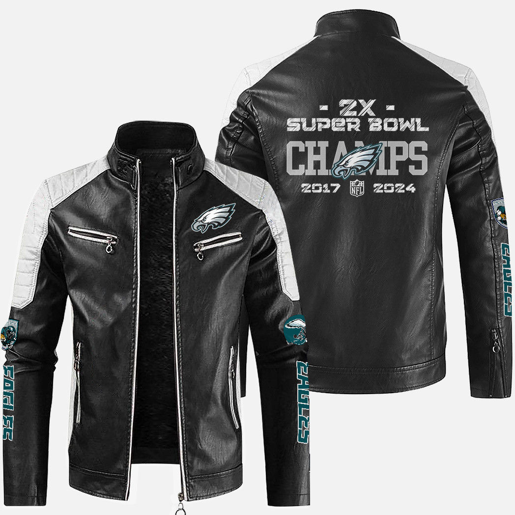 Philadelphia Eagles 2024-2025 Super Bowl LIX Champions Two Time Win Team Motorcy