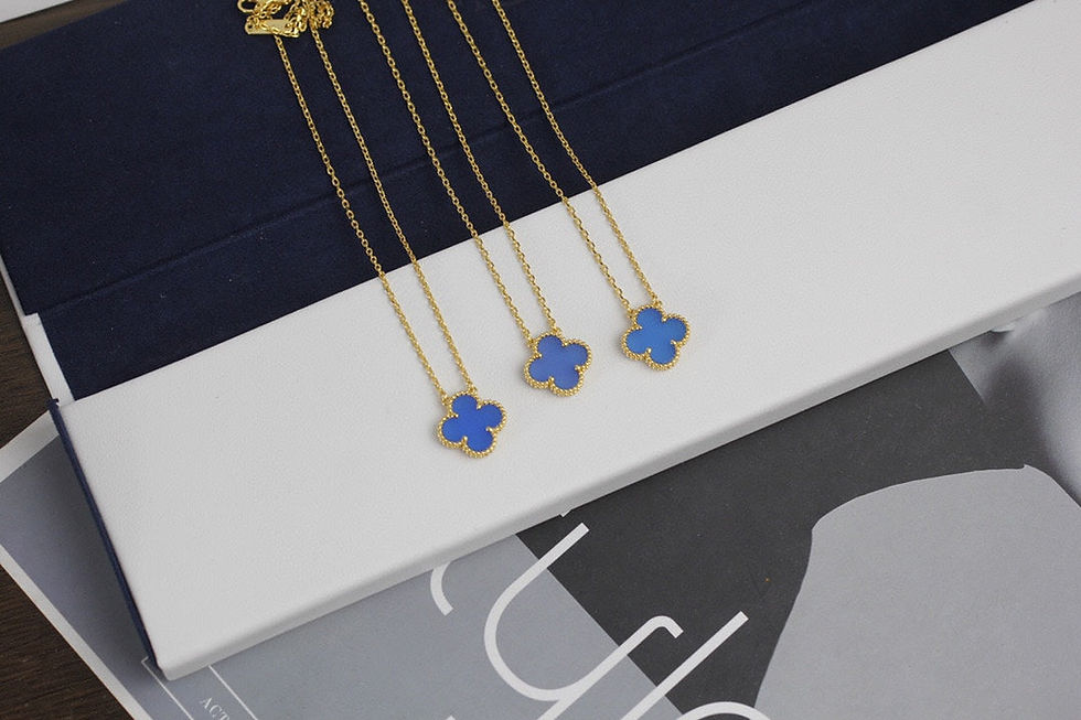 Thumbnail: Vintage Alhambra Blue Agate Pendant Necklace