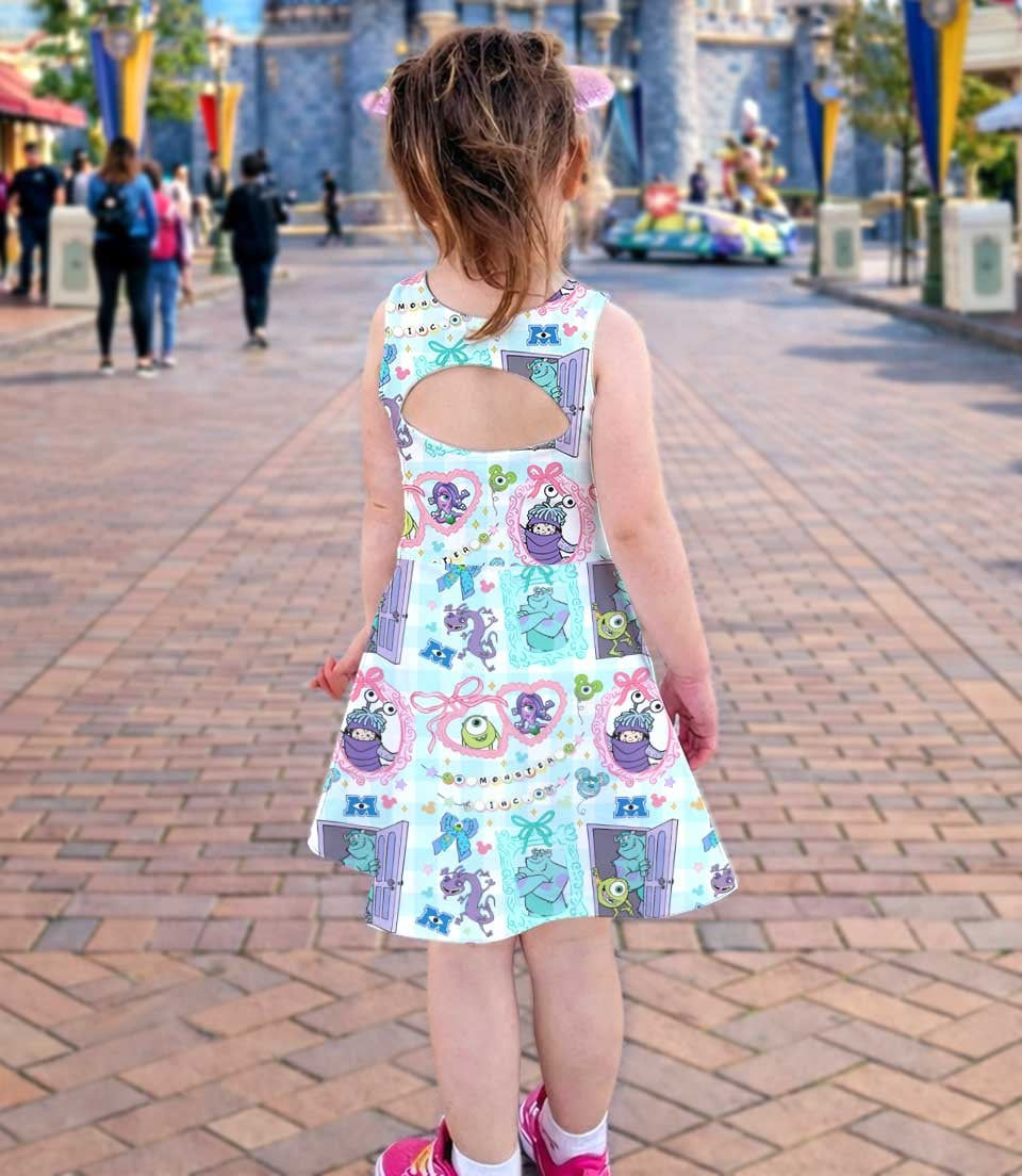 Thumbnail: Women’s Monsters Inc Watercolor Mike Sulley Boo Athletic and Bow, Skort Outfit