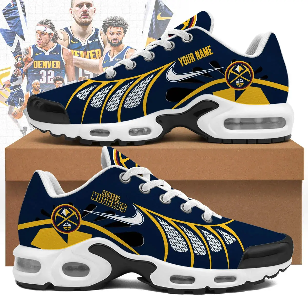 Denver Nuggets Custom Air-Style Sneakers V.8