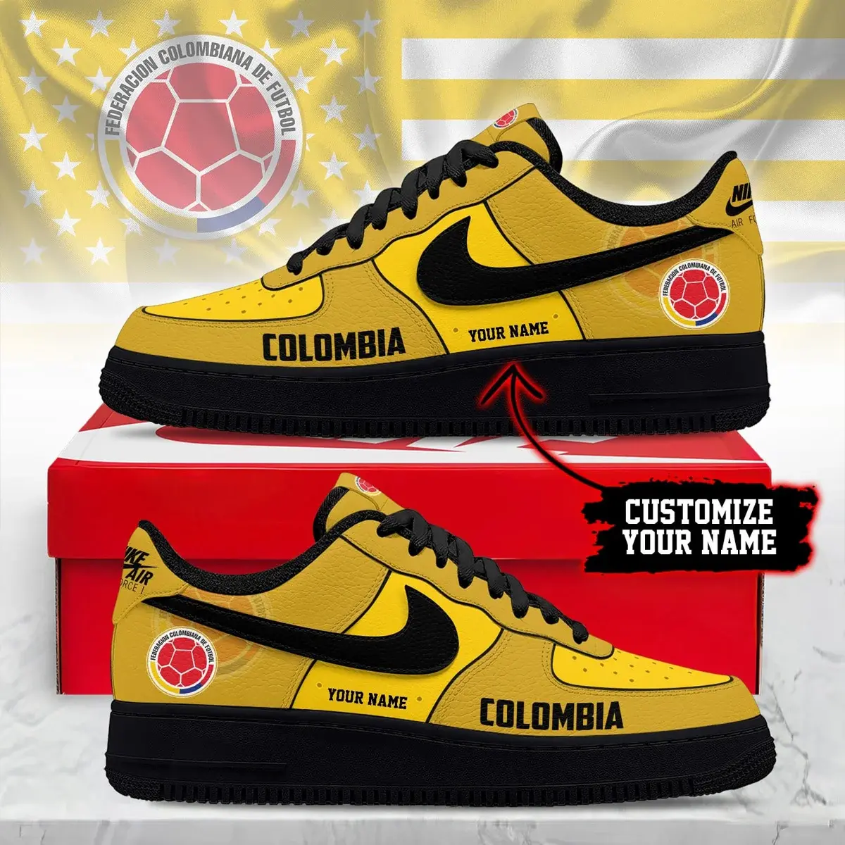 Colombia Premium WC26 Soccer Fan Custom Air Force 1 - Air Jordan 1 Shoes Sneaker