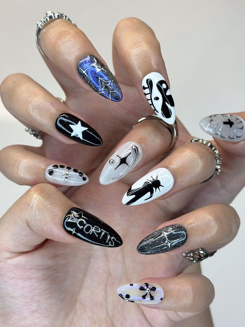 Thumbnail: press on nails, custom press on nails, fake nails, Nails Art