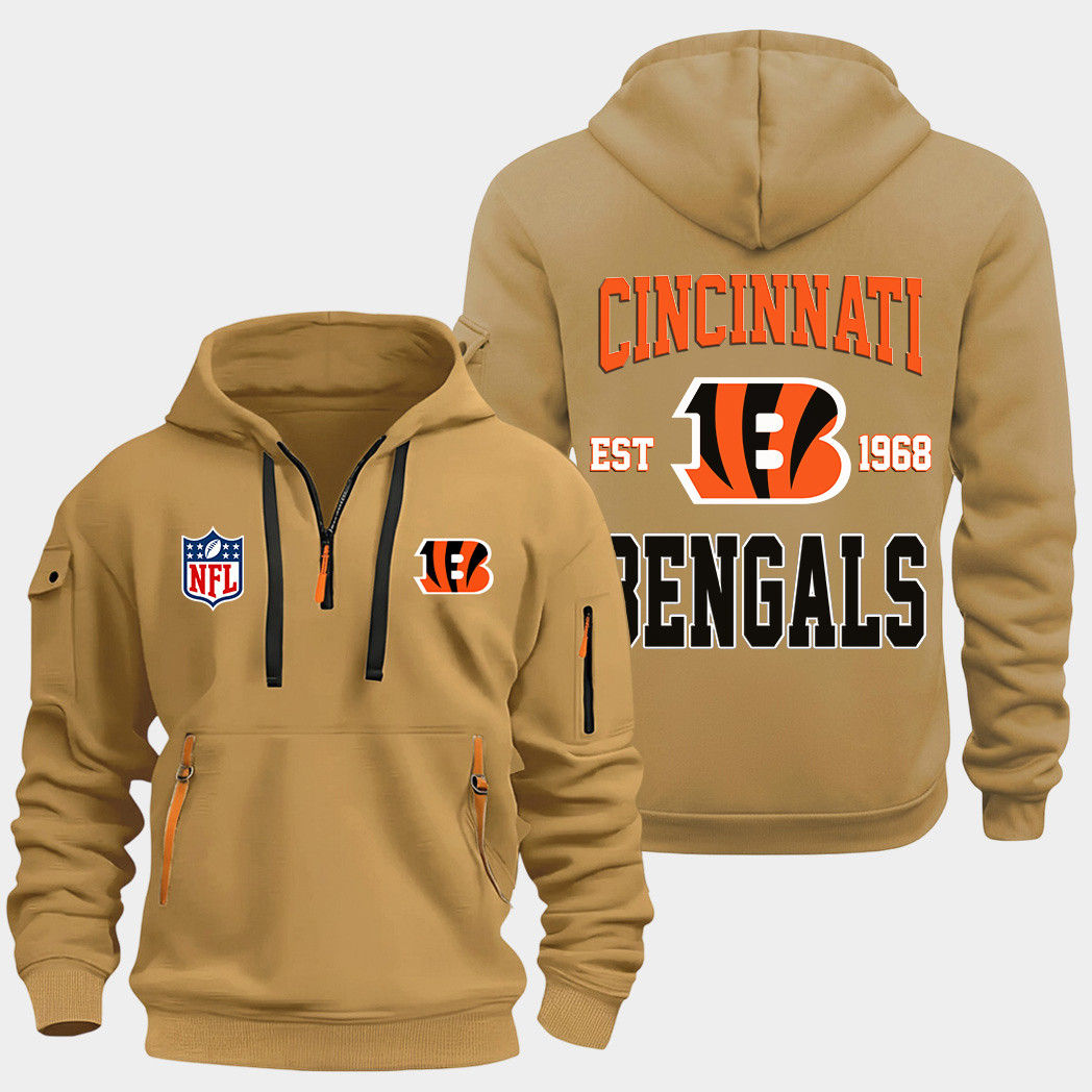 Cincinnati Bengals Gold Quarter Zip Hoodie