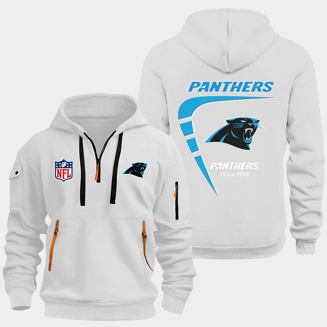 Carolina Panthers White Quarter Zip Hoodie
