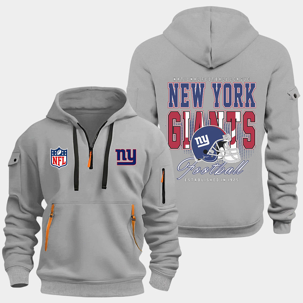 New York Giants Grey Quarter Zip Hoodie
