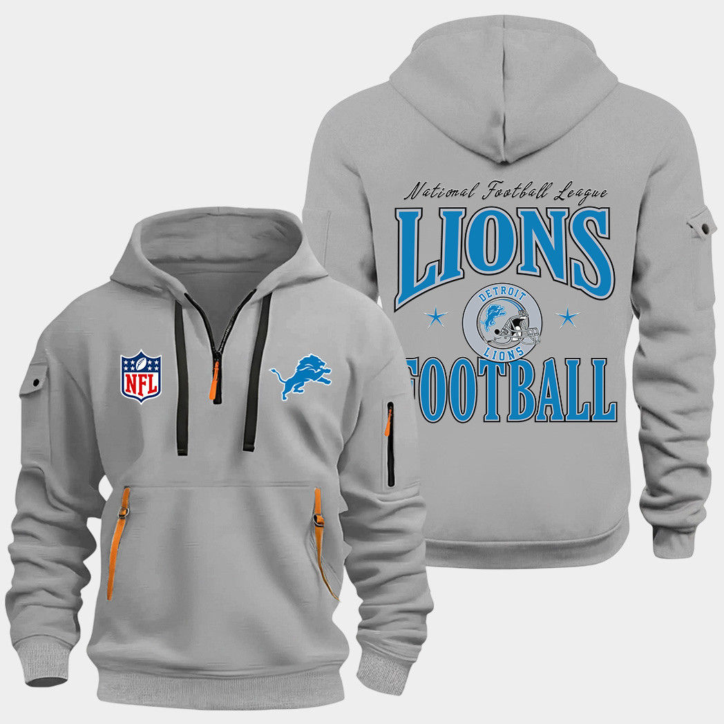 Detroit Lions Grey Quarter Zip Hoodie