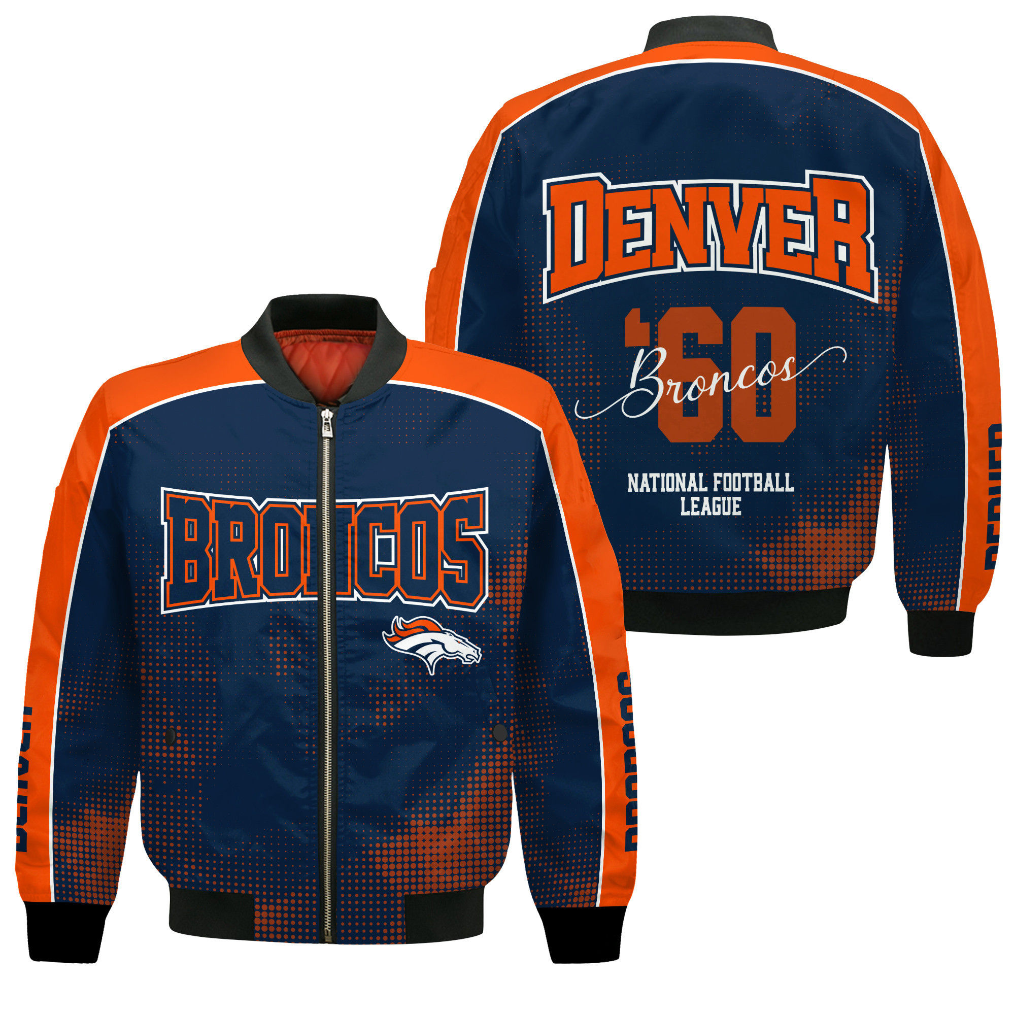 Denver Broncos Football Team 2024 - 25 Heart Beats In Unison Bomber Jacket