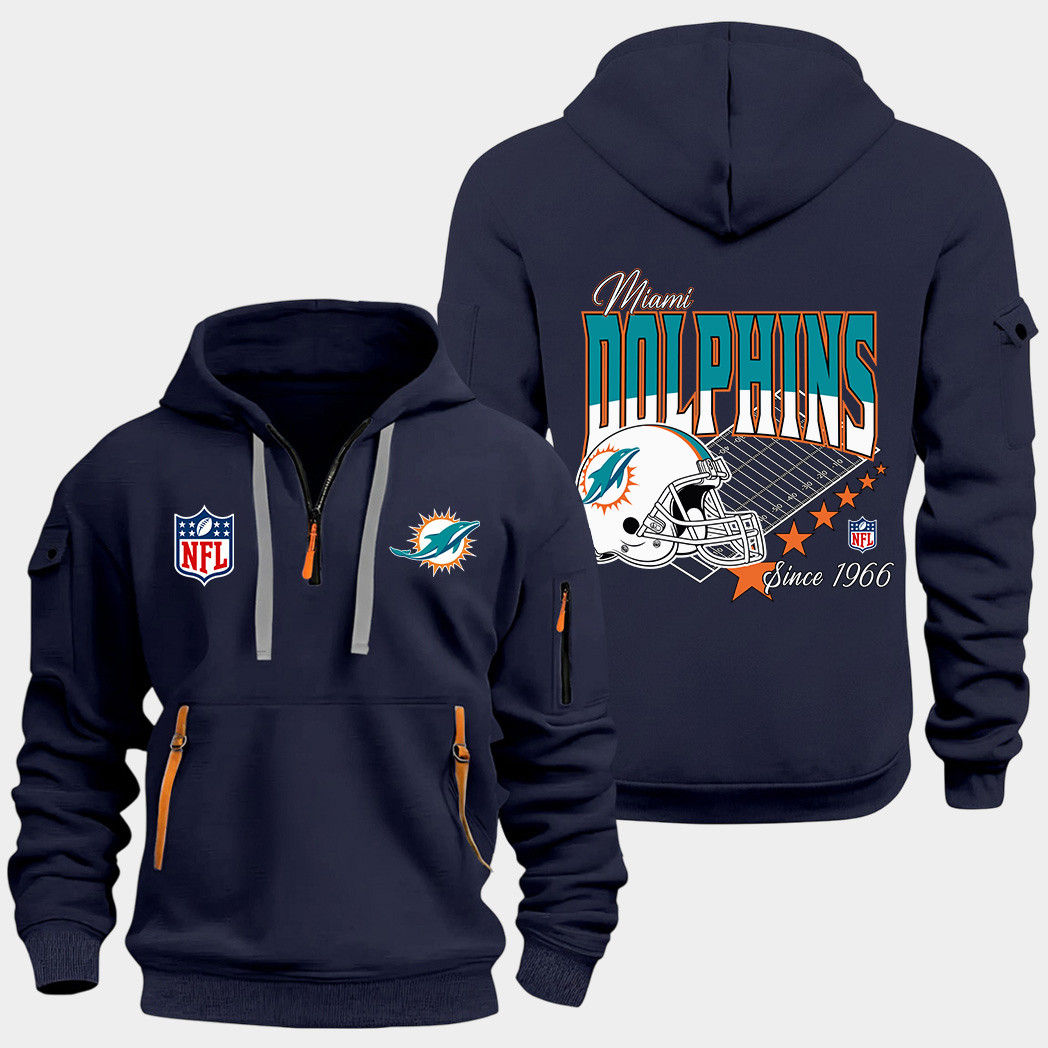 Miami Dolphins Navy Quarter Zip Hoodie