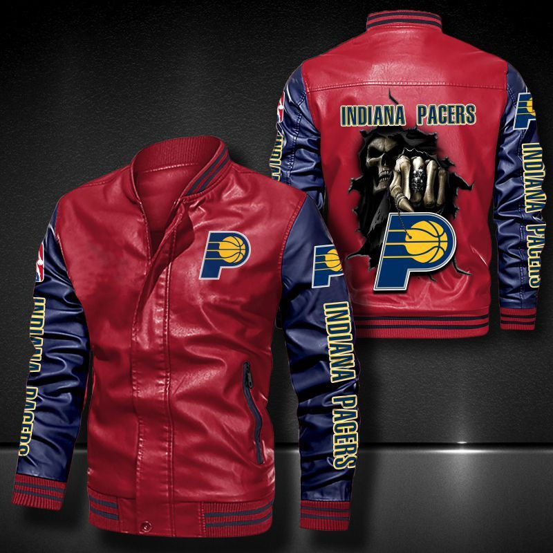 Thumbnail: Indiana Pacers Leather Varsity Jacket Bomber Coat