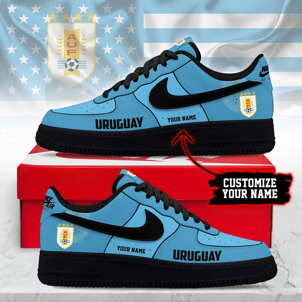 Uruguay Premium WC26 Soccer Fan Custom Air Force 1 - Air Jordan 1 Shoes Sneaker