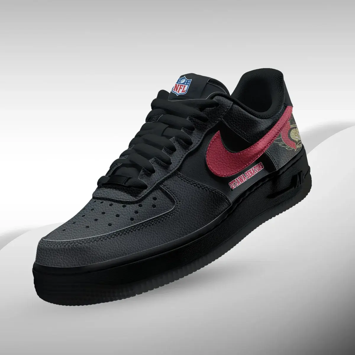 Ottawa Senators Premium NHL Teams Black Custom Air Force 1 Sneakers