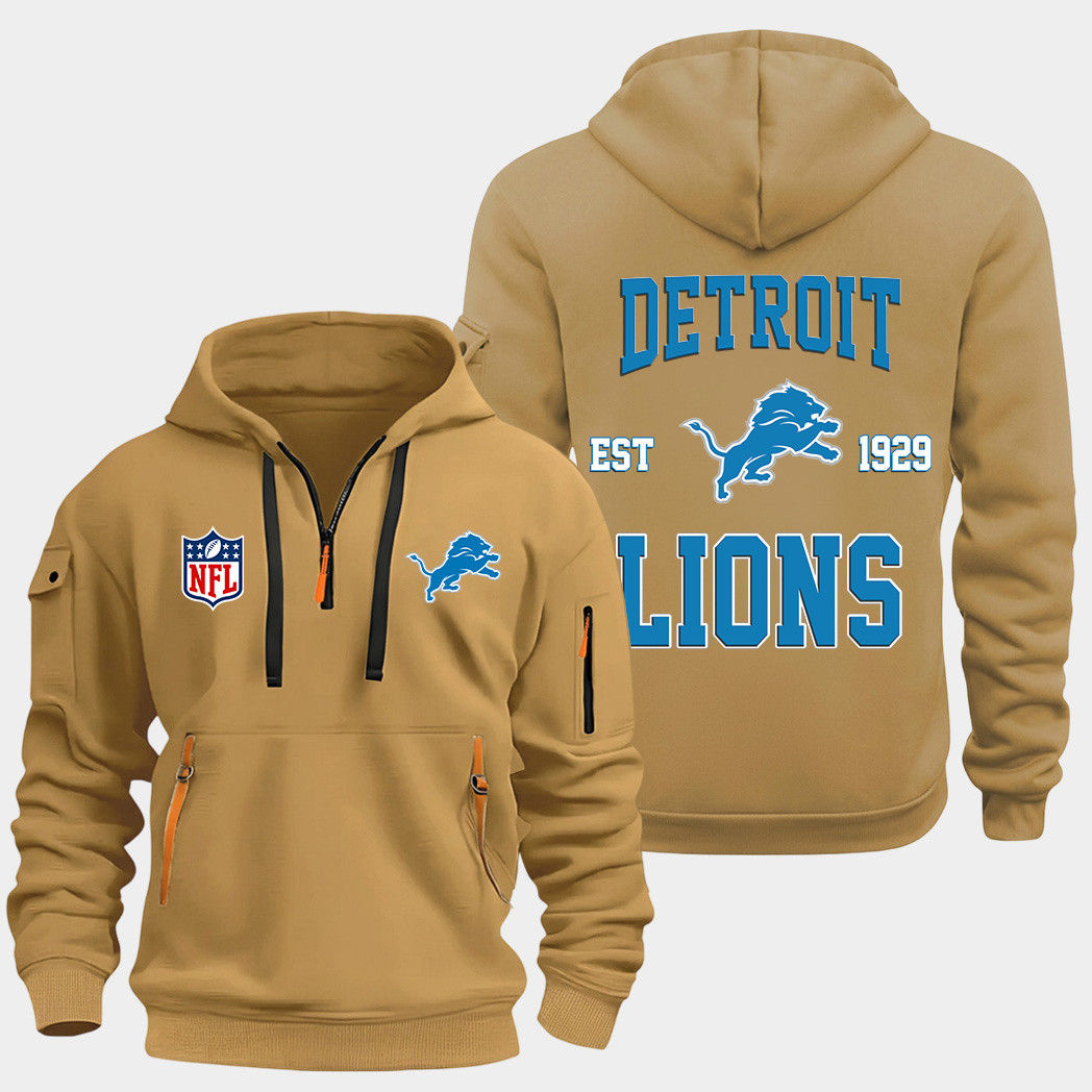 Detroit Lions Gold Quarter Zip Hoodie
