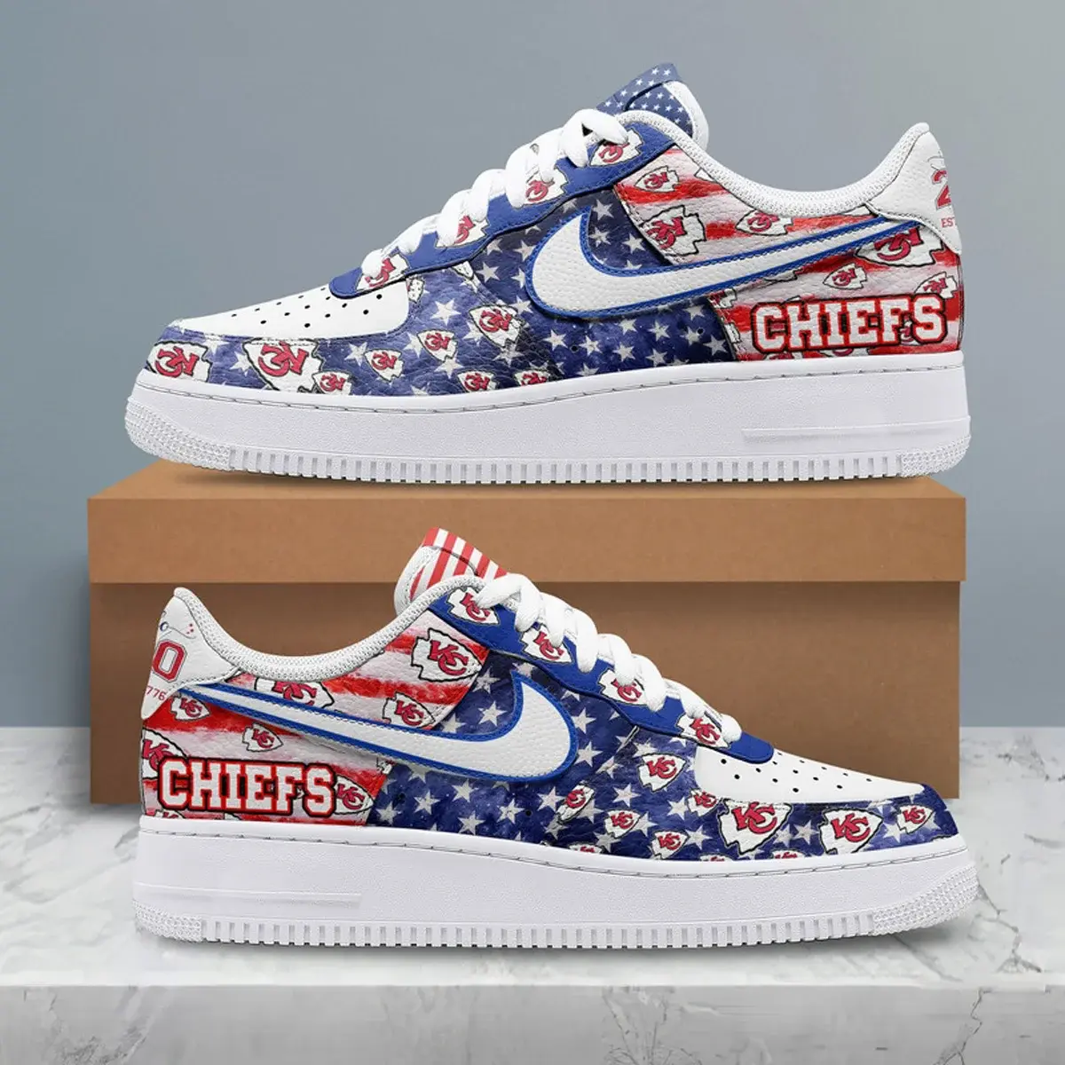Kansas City Chiefs Premium NFL 250 Years Of America Custom Air Force 1 Sneakers