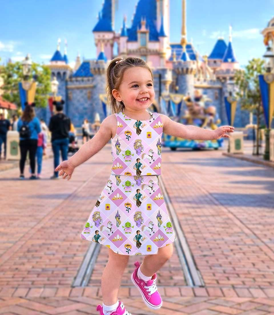 Thumbnail: Tangled Rapunzel Theme Park Family Vacation Outfit, Mom and Me Dress Set