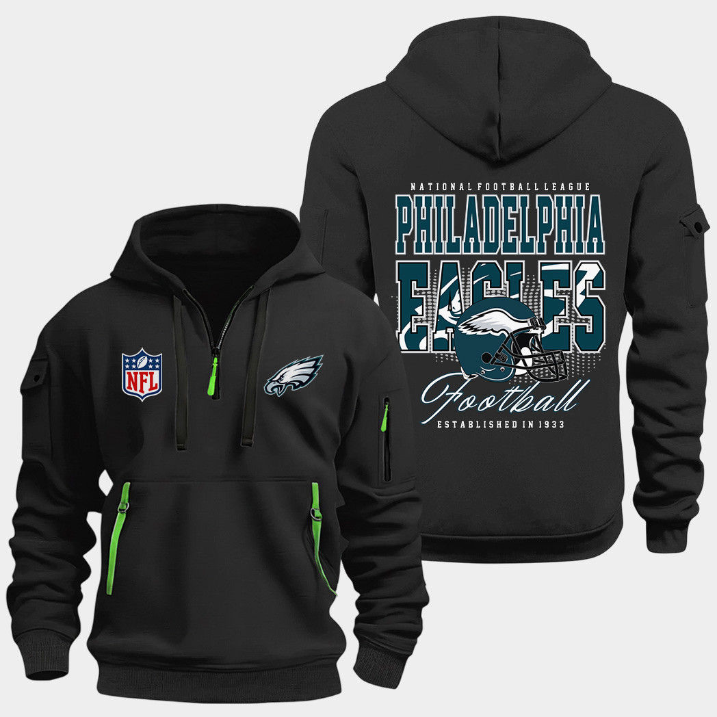 Philadelphia Eagles Black Quarter Zip Hoodie