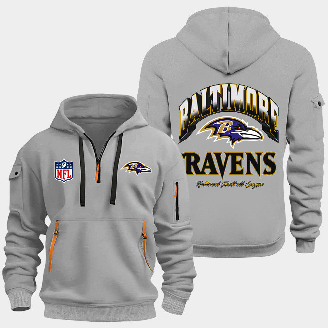 Baltimore Ravens Grey Quarter Zip Hoodie