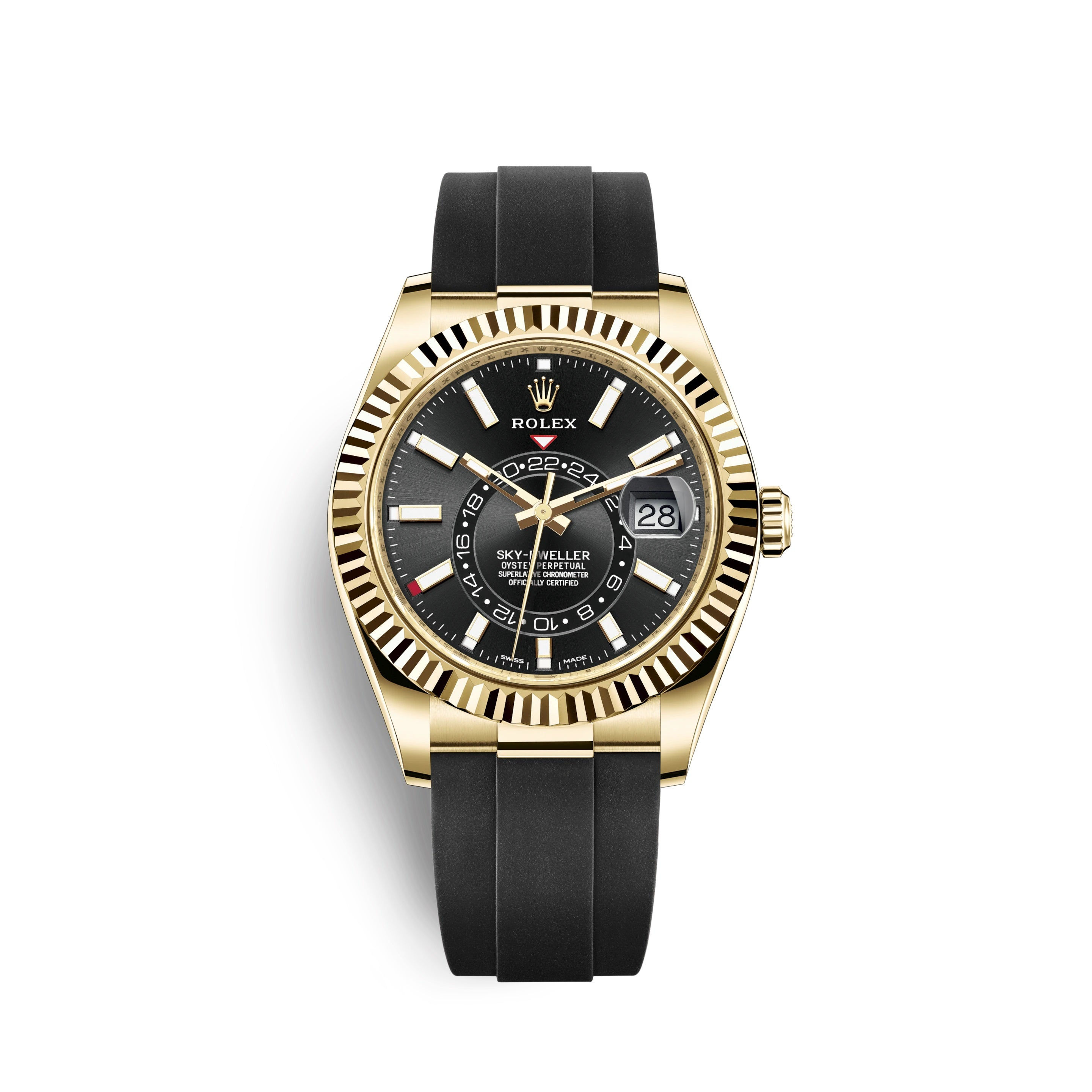 Rolex Sky-Dweller 42mm, 18k Yellow Gold, Oysterflex Ref# 326238-0009