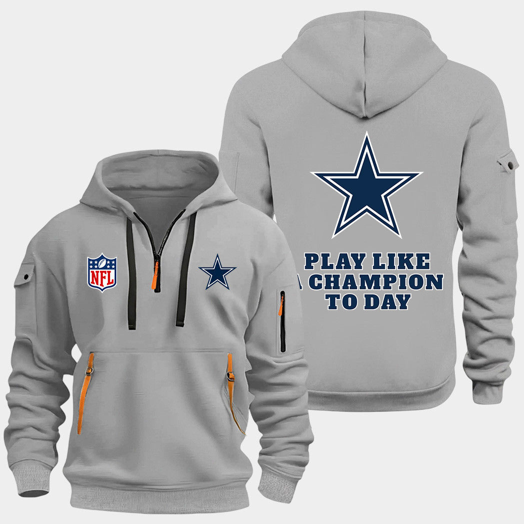 Dallas Cowboys Grey Quarter Zip Hoodie