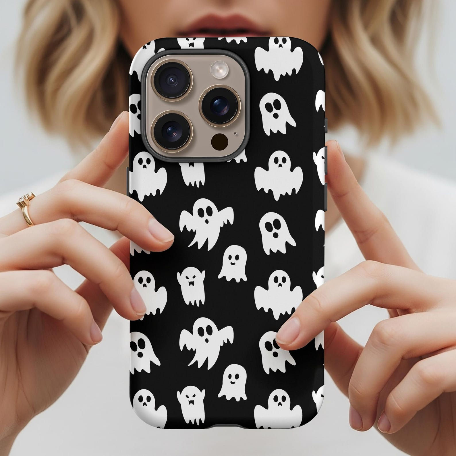 Ghost Print Phone Case Cute Goth Accessories iPhone 16 Case iPhone 15 Pro Max Ca
