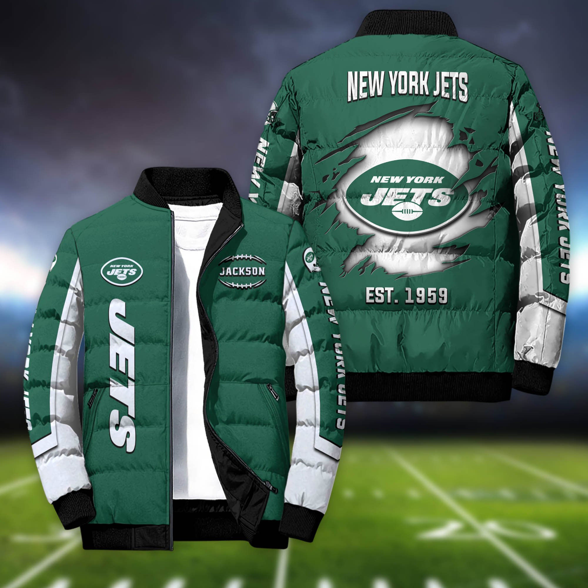 New York Jets Personalized Outdoor Coat Puffer Jacket ETHY-61633