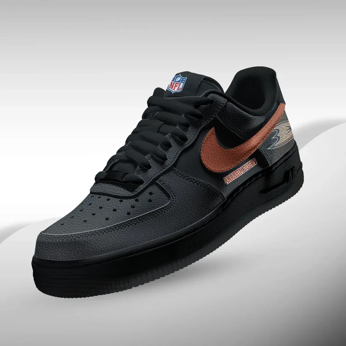 Anaheim Ducks Premium NHL Teams Black Custom Air Force 1 Sneakers
