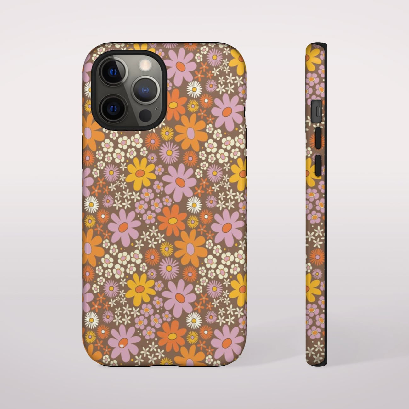Retro Phone Case Brown Aesthetic Floral Phone Case Boho iPhone 15 Pro Max Case i