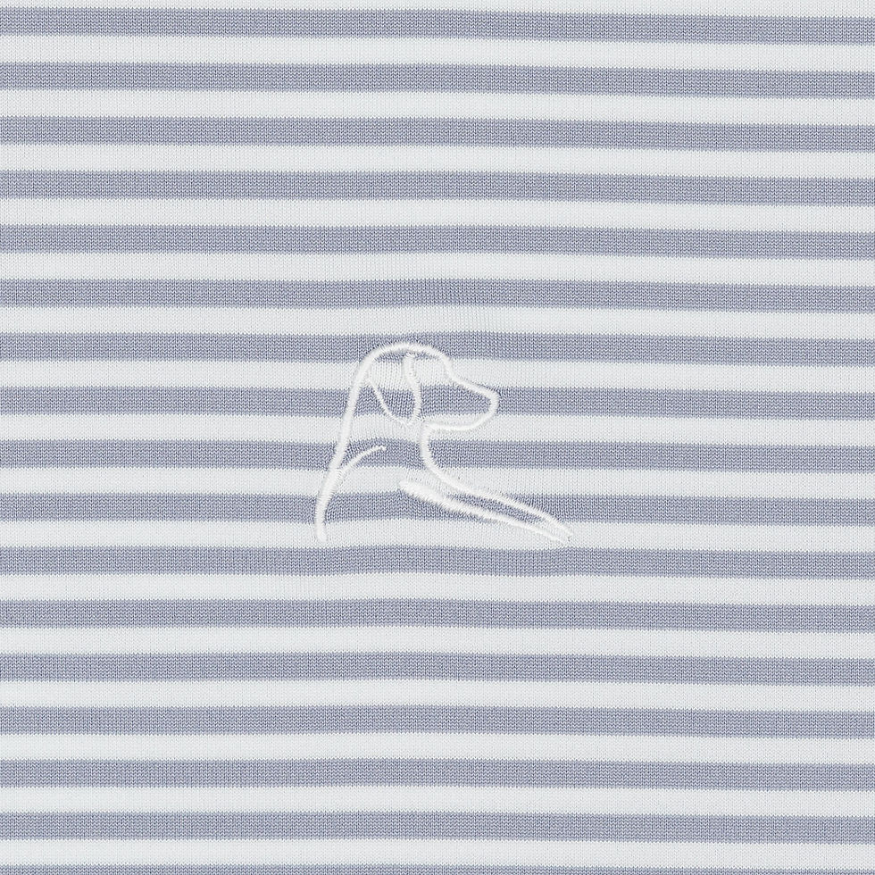 Thumbnail: Rhoback The Birdie Stripe Short Sleeve Performance Polo - Stainless Steel/White
