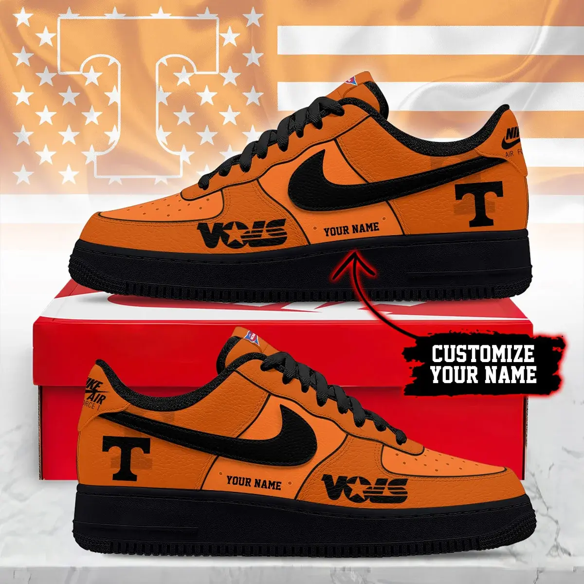 Tennessee Volunteers Premium NCAA Custom Custom Air Force 1 Sneakers