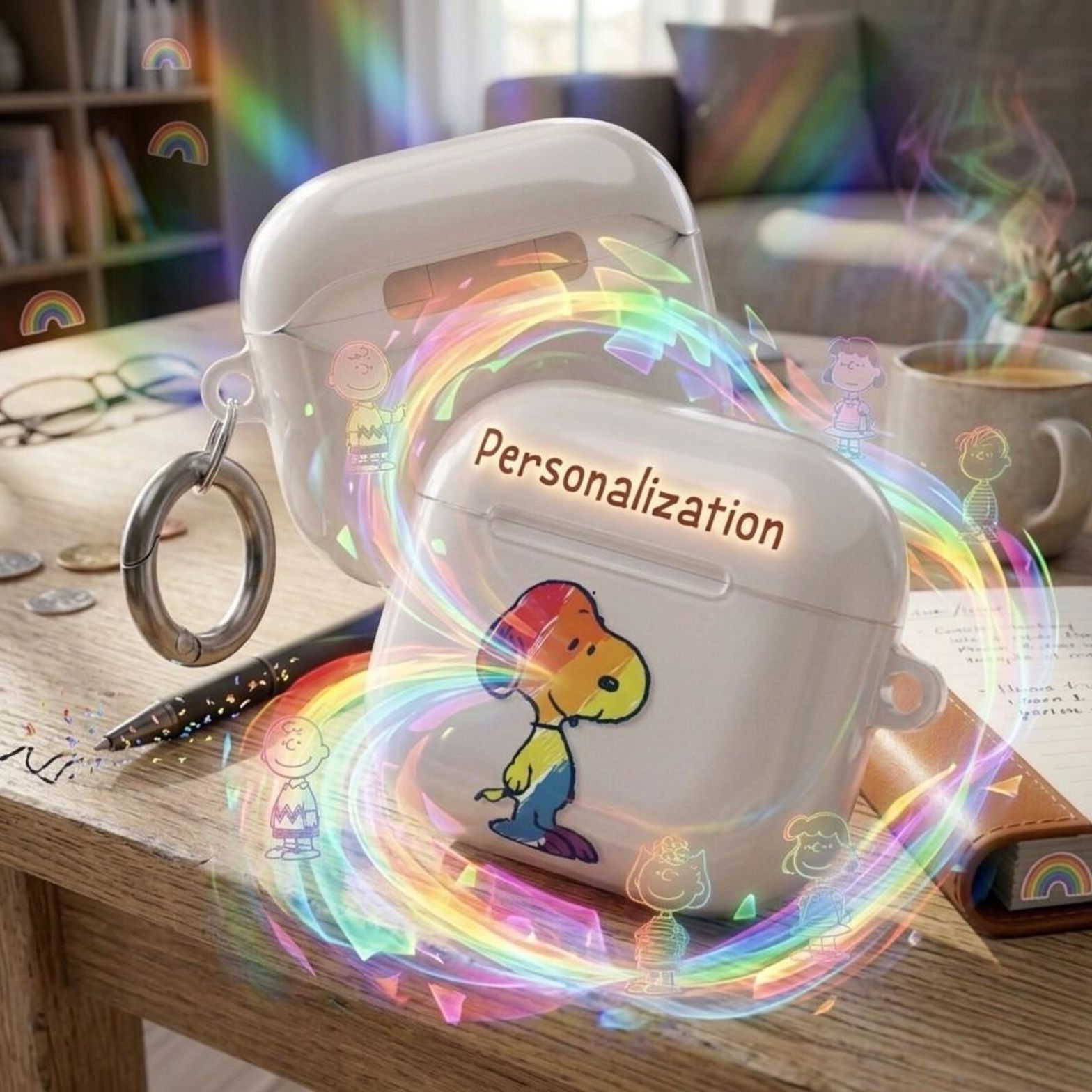 Custom Rainbow Snoopy AirPod Case | Personalized AirPods Case