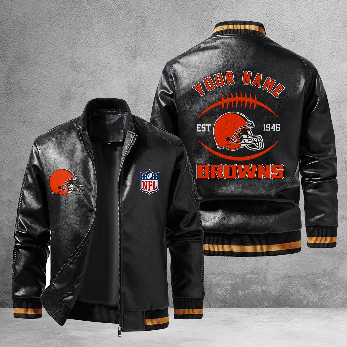 Cleveland Browns Leather Bomber Jacket