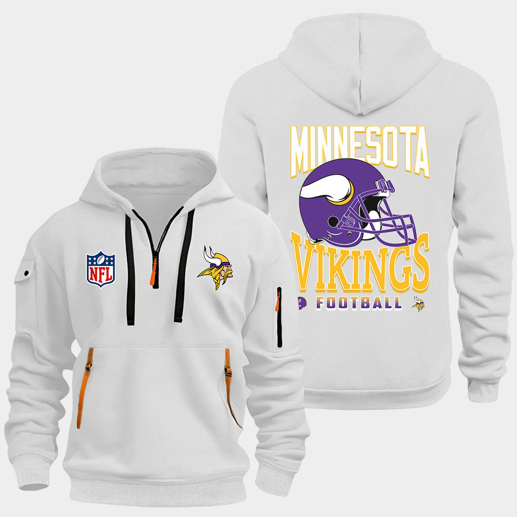 Minnesota Vikings White Quarter Zip Hoodie