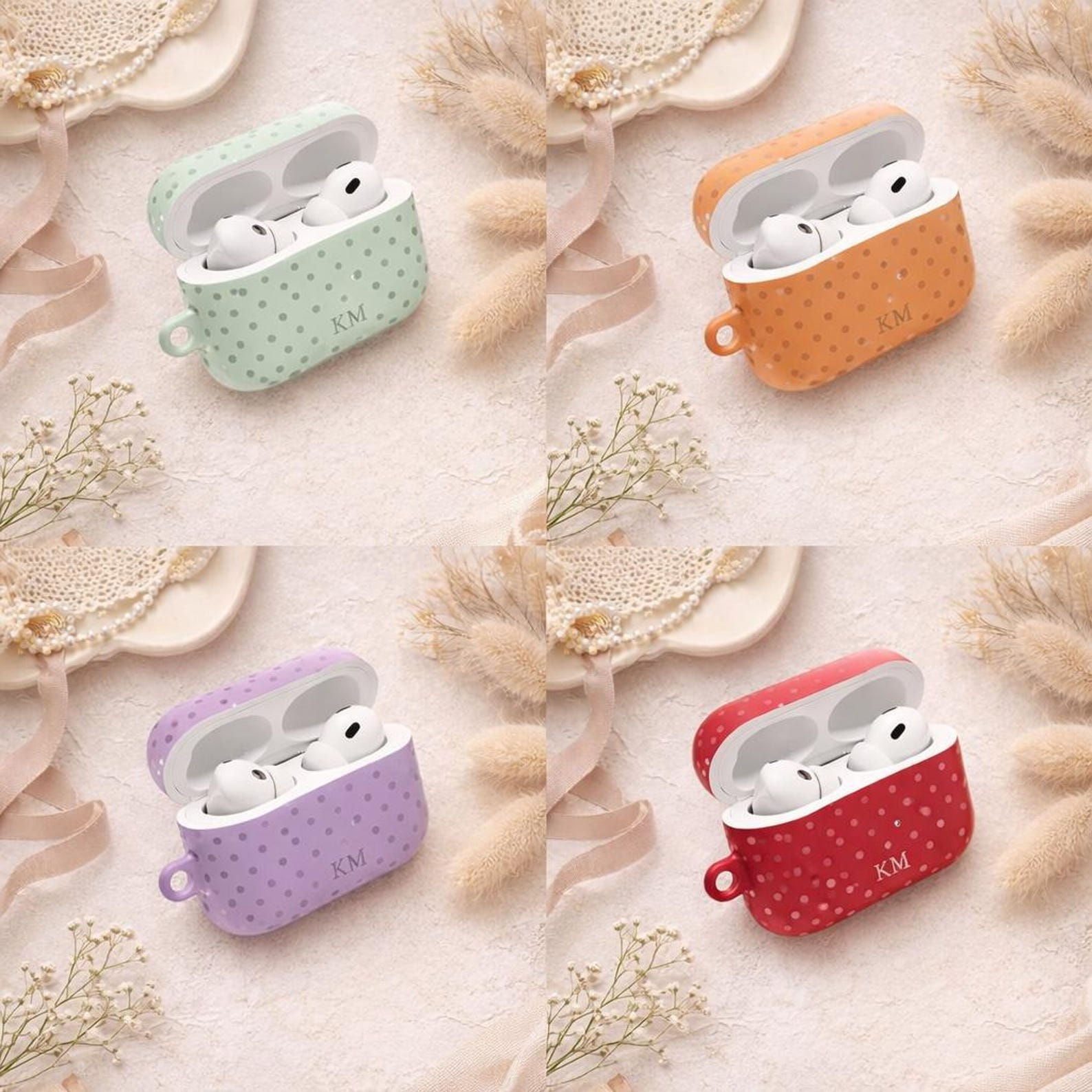 Custom Name Polka Dot AirPod Case – Personalized Brown AirPods Pro 2 & AirPod 4