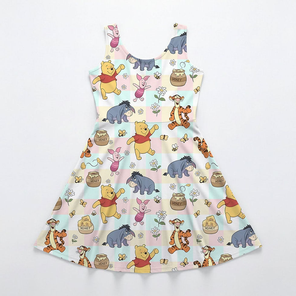 Thumbnail: Winnie The Pooh And Friends Outfit, Mama Mini Family Matching Skater Dress